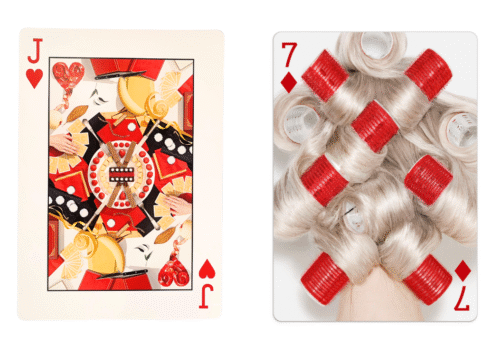 Un valet de coeur très fruité ou un sept de carreau très chevelu : deux exemples des cartes à jouer vues par l'artiste japonaise, Yuni Yoshida.