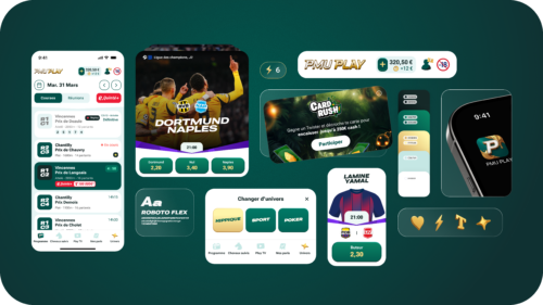 Avec PMU Play, l'opérateur a fait le choix de refondre en profondeur l'expérience visuelle des joueurs en optant pour les lignes plus douces tout en gardant sa couleur signature, le vert.